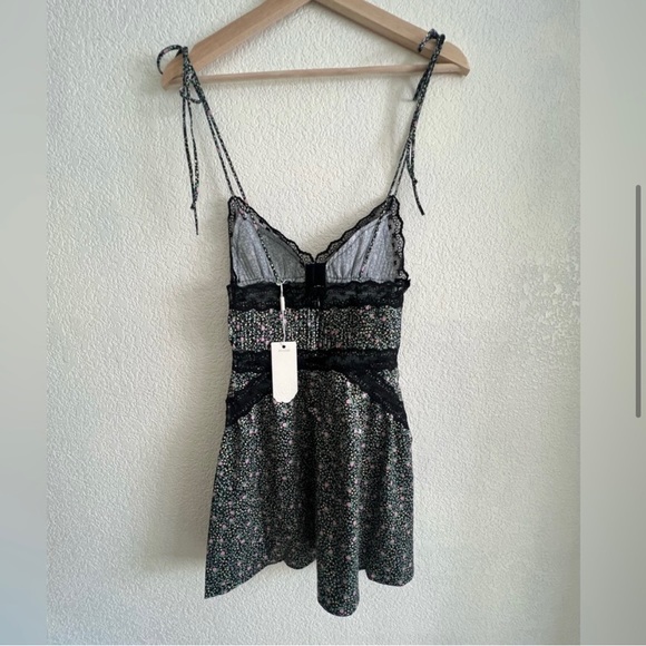 For Love And Lemons Farrah Slip Dress Dark Floral - Picture 7 of 8